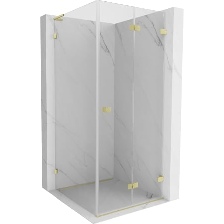 Mexen Lunar-F L Right Folding Shower Enclosure 80 x 80 cm, Transparent, Brushed Gold - 836L-080-080-55-00-P
