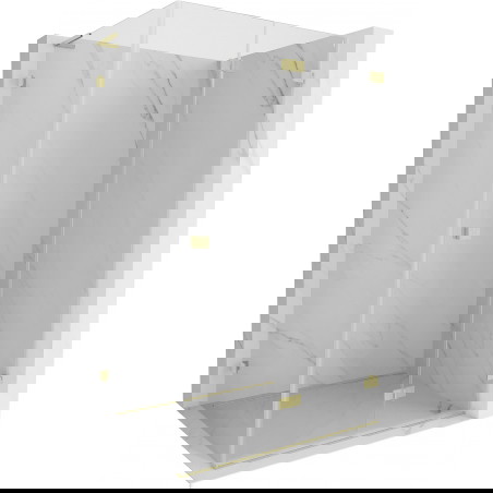 Mexen Lunar-F L zložljiva desna tuš kabina 95 x 80 cm, prozorna, zlato ščetkana - 836L-095-080-55-00-P