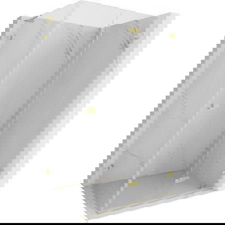 Mexen Lunar-F L fällbar duschkabin höger 100 x 80 cm, transparent, borstad guld - 836L-100-080-55-00-P