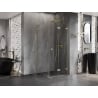 Mexen Lunar-F L cabine de douche pliante droite 100 x 100 cm, transparente, or brossé - 836L-100-100-55-00-P