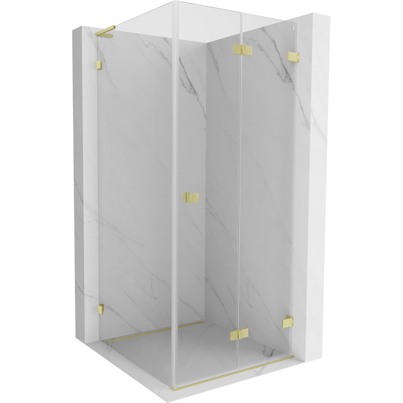 Mexen Lunar-F L cabine de douche pliante droite 100 x 100 cm, transparente, or brossé - 836L-100-100-55-00-P