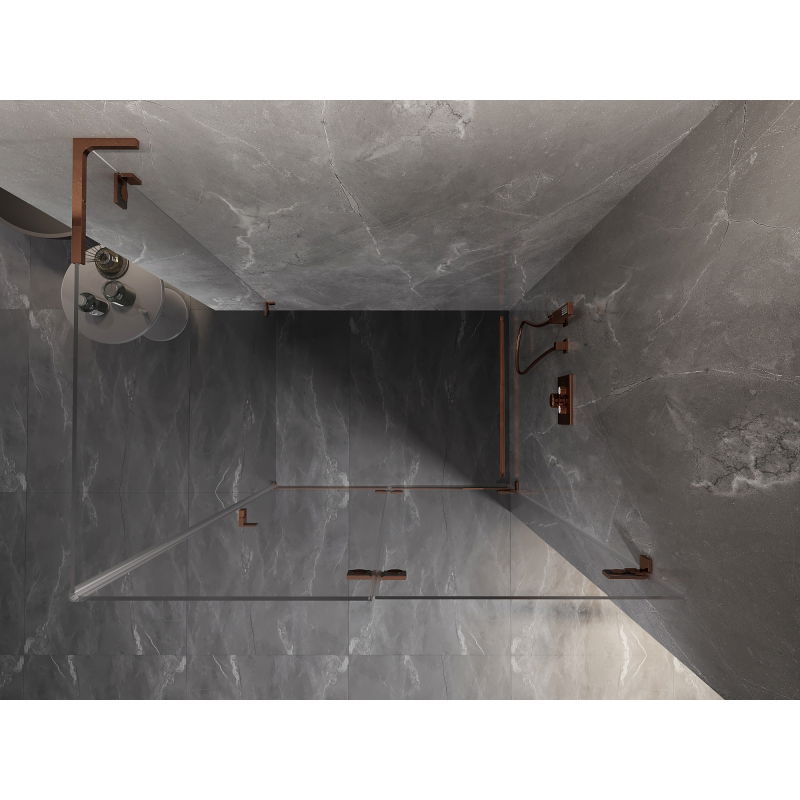 Mexen Lunar-F L cabina de ducha plegable derecha 1000 x 70 cm, transparente, oro rosa - 836L-100-070-60-00-P