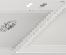 Mexen Elix granieten gootsteen 1-baks, 600 x 500 mm, wit, sifon chroom - 6525601005-20