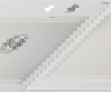 Mexen Elix granitdiskbänk 1-fack 600 x 500 mm, vit, kromavlopp - 6525601005-20