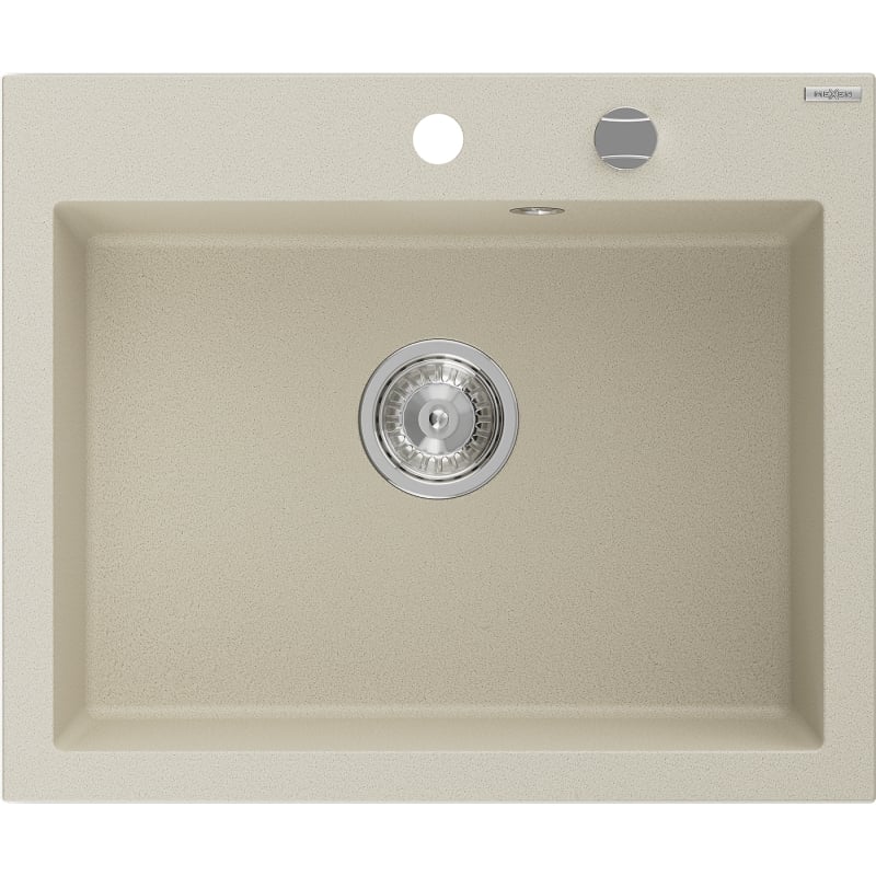 Mexen Elix zlewozmywak granitowy 1-komorowy 600 x 500 mm, beżowy, syfon chrom - 6525601005-69