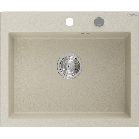 Mexen Elix granitni sudoper s jednom komorom 600 x 500 mm, bež, kromirani sifon - 6525601005-69