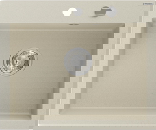 Mexen Elix granieten gootsteen 1-kamer 600 x 500 mm, beige, chrom sifon - 6525601005-69