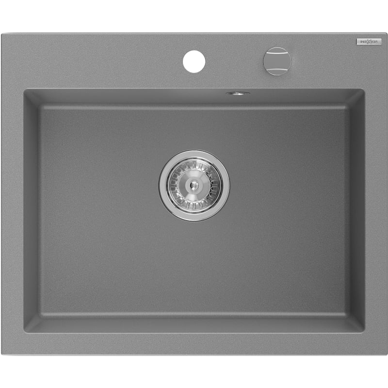 Mexen Elix graniidist köögivalamu, 1-kausiga, 600 x 500 mm, hall, kroom sifoon - 6525601005-71