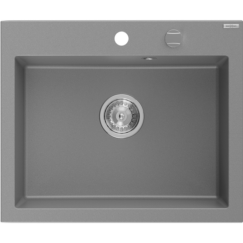 Mexen Elix granitni sudoper s jednom komorom 600 x 500 mm, sivi, sifon krom - 6525601005-71