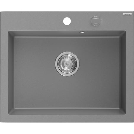 Mexen Elix lavello da cucina in granito 1-vasca 600 x 500 mm, grigio, sifone cromato - 6525601005-71