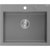 Mexen Elix granite sink 1-bowl 600 x 500 mm, grey, chrome siphon - 6525601005-71
