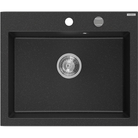 Mexen Elix granitni sudoper s 1 komorom 600 x 500 mm, crni/srebrni metalik, sifon krom - 6525601005-73