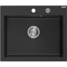 Mexen Elix Granitspüle 1-becken 600 x 500 mm, Schwarz/Silber Metallic, Siphon Chrom - 6525601005-73