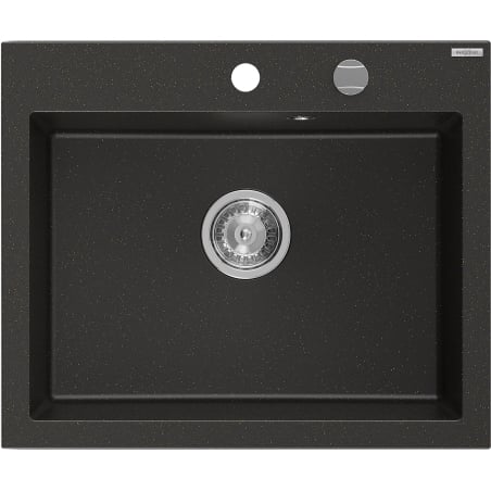 Mexen Elix Granitspüle 1-beckig 600 x 500 mm, schwarz/gold metallic, Siphon chrom - 6525601005-75