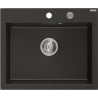 Mexen Elix granite sink 1-bowl 600 x 500 mm, black/gold metallic, chrome siphon - 6525601005-75