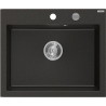 Mexen Elix zlewozmywak granitowy 1-komorowy 600 x 500 mm, czarny/złoty metalik, syfon chrom - 6525601005-75