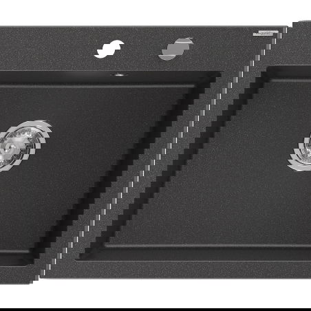 Mexen Elix granite sink 1-bowl 600 x 500 mm, black speckled, chrome siphon - 6525601005-76