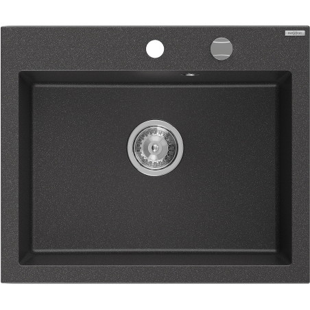 Mexen Elix granitni sudoper s jednom komorom 600 x 500 mm, crni s točkicama, kromirani sifon - 6525601005-76