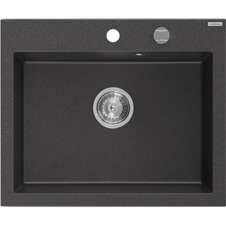 Mexen Elix lavello in granito a 1 vasca 600 x 500 mm, nero maculato, sifone cromato - 6525601005-76