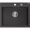 Mexen Elix lavello in granito a 1 vasca 600 x 500 mm, nero maculato, sifone cromato - 6525601005-76