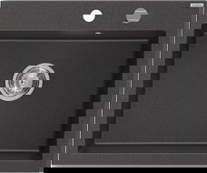 Mexen Elix fregadero de cocina de granito 1-componente 600 x 500 mm, negro moteado, sifón cromo - 6525601005-76