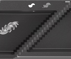 Mexen Elix granieten keukenwastafel 1-komorowy 600 x 500 mm, zwart gespikkeld, chromen sifon - 6525601005-76