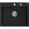 Mexen Elix évier en granit 1-bac 600 x 500 mm, noir, siphon chromé - 6525601005-77