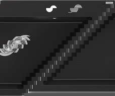 Mexen Elix granitā izlietne, 1 nodalījums, 600 x 500 mm, melna, hromēts sifons - 6525601005-77