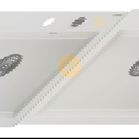 Mexen Elix lavello in granito 1-vasca 600 x 500 mm, bianco, sifone dorato - 6525601005-20-G