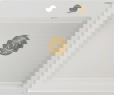 Mexen Elix 1-bowl granite sink 600 x 500 mm, white, gold siphon - 6525601005-20-G