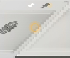 Mexen Elix Granit-Spullställ mat wäisser 1-Kummer 600 x 500 mm, mat gëllenem Siphon - 6525601005-20-G