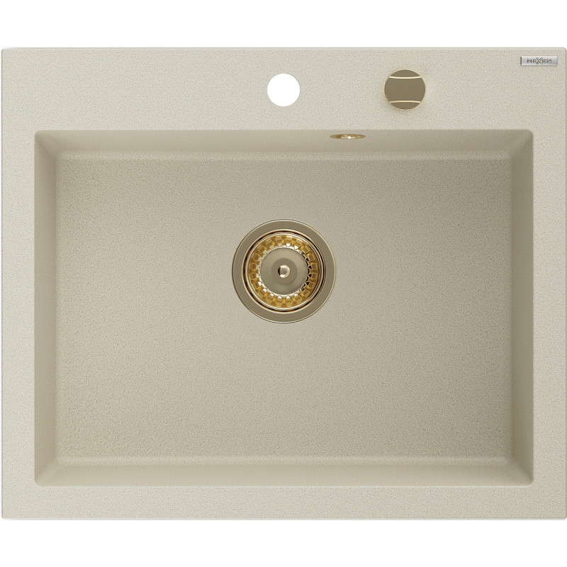 Mexen Elix graniidist köögivalamu, üks kauss, 600 x 500 mm, helepruun, kuldne sifoon - 6525601005-69-G