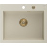 Mexen Elix granitni sudoper s 1 komorom 600 x 500 mm, bež, sifon zlatni - 6525601005-69-G