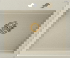 Mexen Elix granite sink 1-bowl 600 x 500 mm, beige, gold siphon - 6525601005-69-G