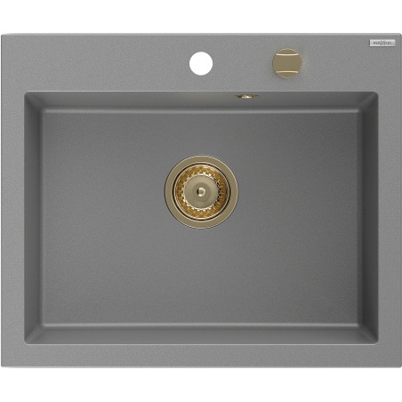 Mexen Elix graniidist köögivalamu, 1-kauss, 600 x 500 mm, hall, kuldne sifoon - 6525601005-71-G