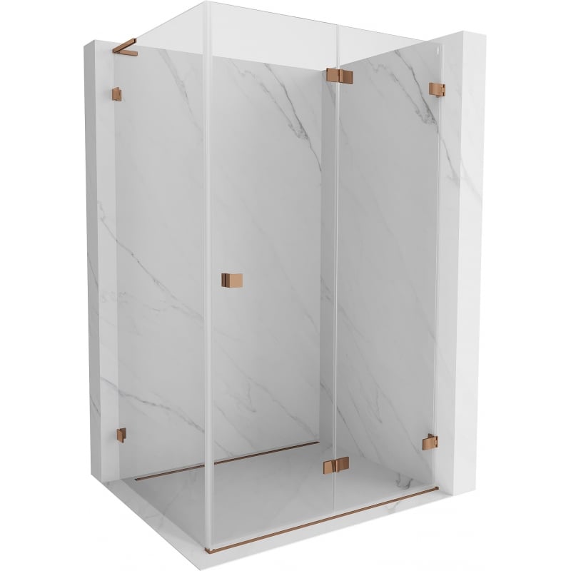 Mexen Lunar-F L Folding Shower Enclosure Right 85 x 80 cm, Transparent, Rose Gold - 836L-085-080-60-00-P