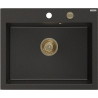 Mexen Elix granitni sudoper s jednom komorom 600 x 500 mm, crni/zlatni metalik, zlatni sifon - 6525601005-75-G