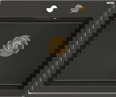 Mexen Elix granitā izlietne ar vienu nodalījumu 600 x 500 mm, melns/zeltīts metālika, sifons zeltīts - 6525601005-75-G