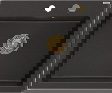 Mexen Elix granitdiskbänk med 1 fack 600 x 500 mm, svart/guldmetallik, guldvattenlås - 6525601005-75-G