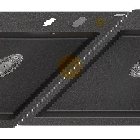 Mexen Elix granitno pomivalno korito z 1 komoro 600 x 500 mm, črno s pikami, zlati sifon - 6525601005-76-G