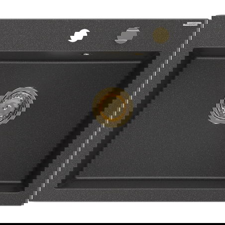 Mexen Elix vienkameras granīta izlietne 600 x 500 mm, melna ar plankumiem, zelta sifons - 6525601005-76-G