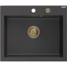 Mexen Elix granitni sudoper s 1 komorom 600 x 500 mm, crni nakrapani, zlatni sifon - 6525601005-76-G