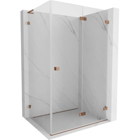 Mexen Lunar-F L cabine de douche pliable droite 100 x 80 cm, transparent, or rose - 836L-100-080-60-00-P