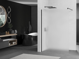 Mexen Kioto ścianka prysznicowa Walk-in 130 x 200 cm, szron 8 mm, czarna - 800-130-101-70-30
