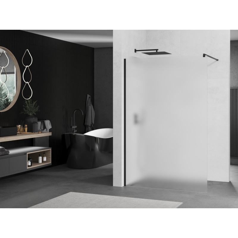 Mexen Kioto mampara de ducha Walk-in 140 x 200 cm, escarcha 8 mm, negro - 800-140-101-70-30