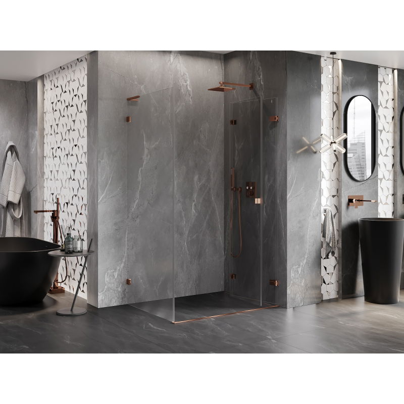 Mexen Lunar-F L saliekama dušas kabīne, labā puse 100 x 90 cm, caurspīdīga, rozā zelts - 836L-100-090-60-00-P