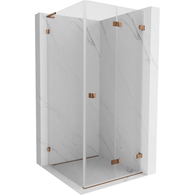 Mexen Lunar-F L faltbare Duschkabine rechts 100 x 100 cm, transparent, Roségold - 836L-100-100-60-00-P