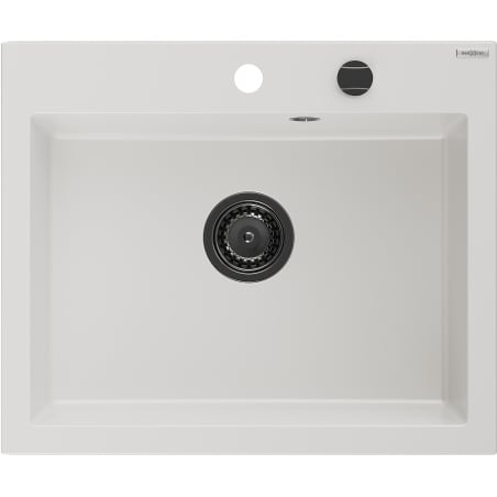 Mexen Elix fregadero de granito de 1 cubeta 600 x 500 mm, blanco, sifón negro - 6525601005-20-B