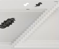 Mexen Elix lavello da cucina in granito a 1 vasca 600 x 500 mm, bianco, sifone nero - 6525601005-20-B