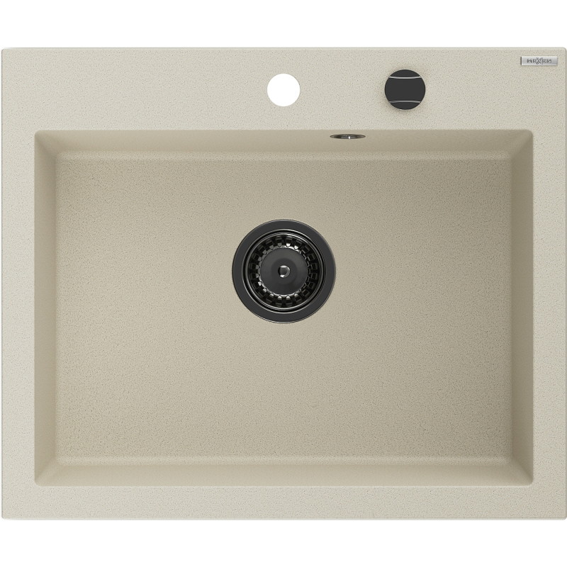 Mexen Elix graniidist köögivalamu, 1-kauseline, 600 x 500 mm, beež, must sifoon - 6525601005-69-B